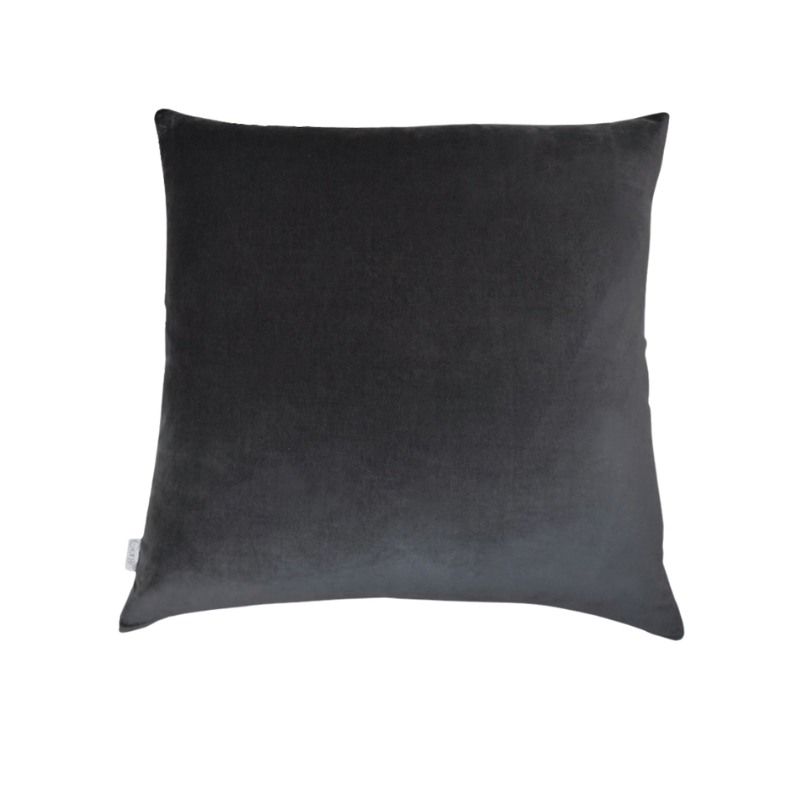 Gorgi Oversized Velvet Cushion in Charcoal with Linen Backing