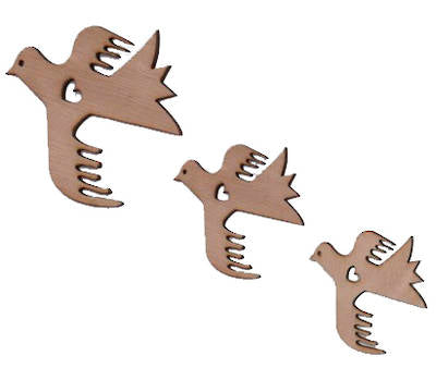 Set of Three Ply Wood Pigeons