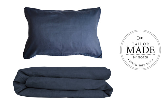 100% Linen Duvet Cover in Ink by Gorgi