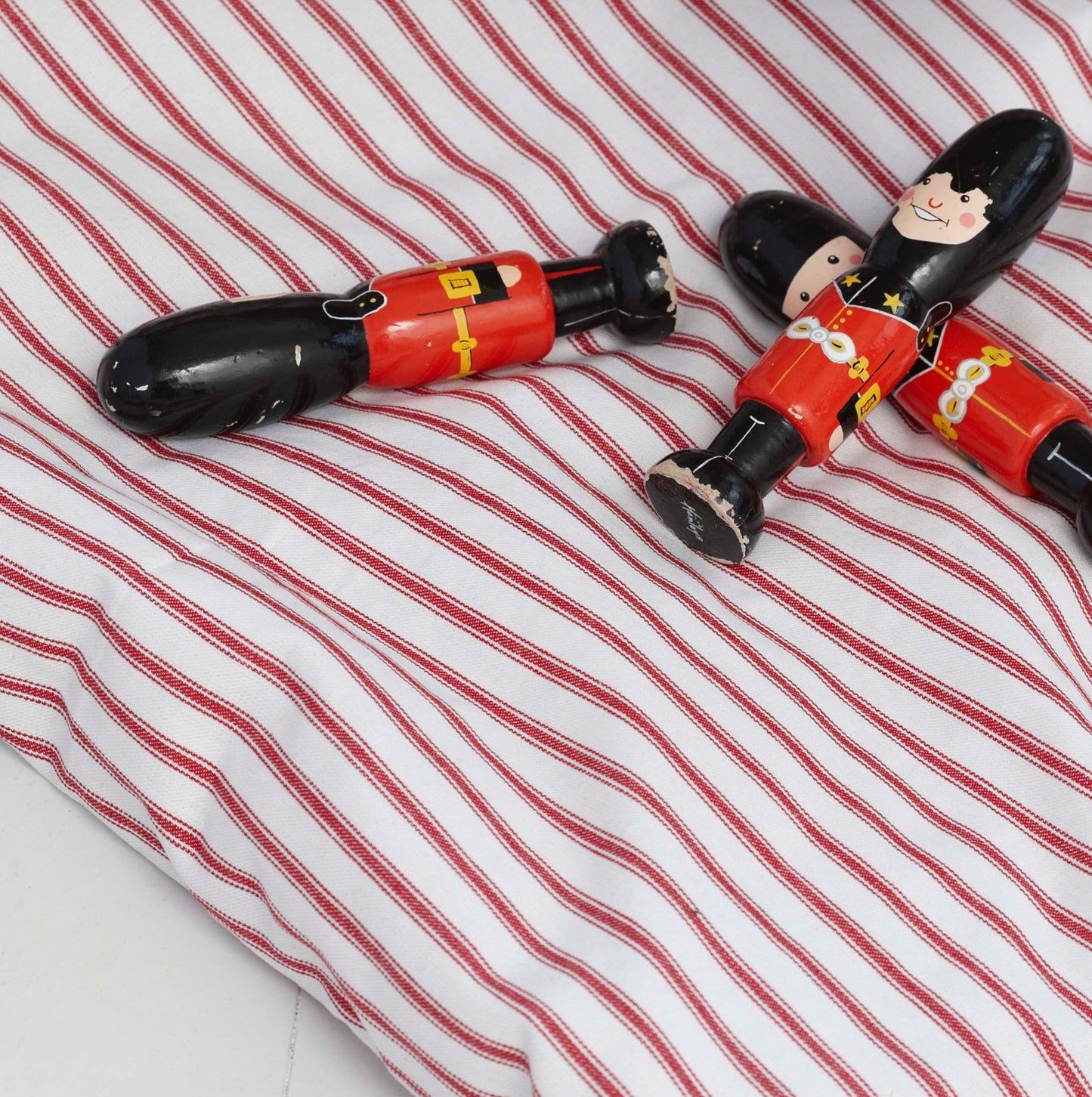 Madder Red Scarlet Ticking Stripe Duvet Cover Set with Oxford Pillowcase